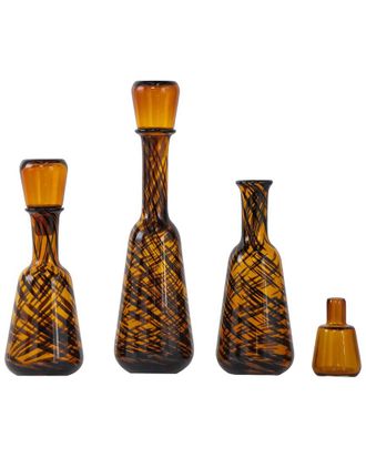 A&B Home Discontinued A&B Home Set Of 3 Decorative Glass Bottles With Lids