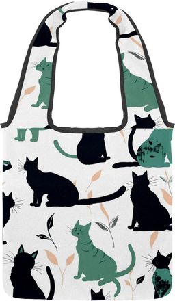 Generic Cats on a White Background Reversible Canvas Shoulder Tote - Double-Sided Print, 12oz Cotton, 27cm Drop, Fold-Flat Bag for Travel, Shopping, Street Ou