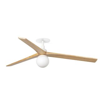 Netlighting Klim Recessed Large LED Ceiling Fan Matt White Pine Blades