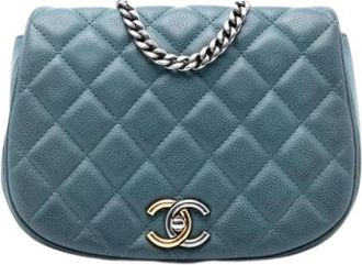 Chanel Pre-owned Vintage Flap Bag - Dames - Vintage Schoudertas - Blauw - ONE Size - Leer - Vintage