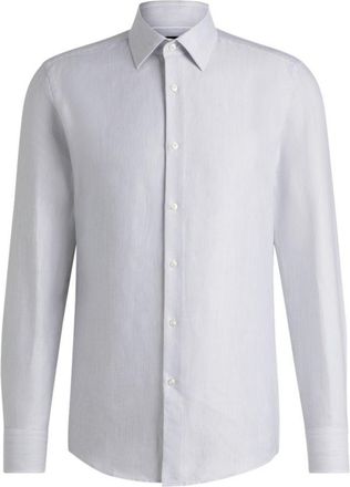 BOSS Slim-fit shirt in striped cotton twill