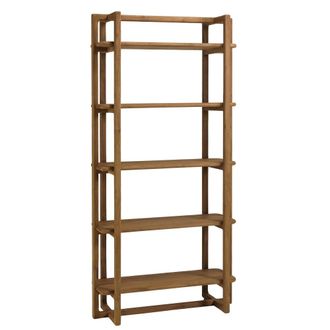 Macabane Librer&iacute;a de 100 x 200 cm de madera de teca reciclada, color natural