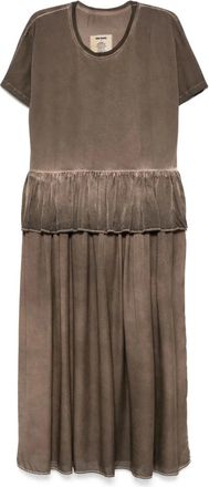 Uma Wang Abito midi con ruches - Marrone