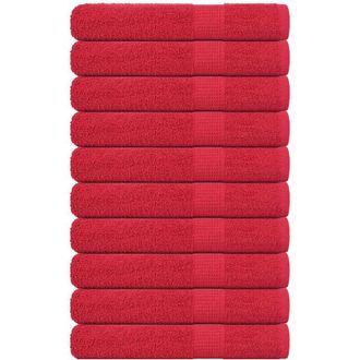 vidaXL Toallas 10 Uds Rojo 100x200 Cm 360 Gsm 100% Algod&oacute;n Vidaxl