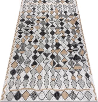 RugsX Rugsx - Alfombra Sisal Cooper Diamantes, Zigzag 22217 Crudo / Negro Beige 160x220 Cm