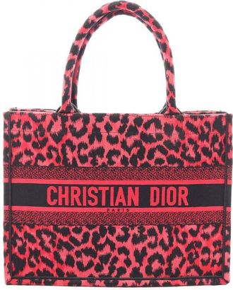 Dior Pre-owned Dior Mizza Medium Embroidered Canvas Leopard Book Tote Ladies ACDQFUN3IN446V0N