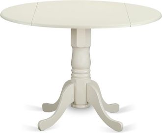 East West Furniture 3 Piece Kitchen Table Set Contains a Round Dining Table with Dropleaf