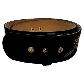 Alexander McQueen Alexander McQueen Pre-owned Womens Embellished Belt in Black Suede - One Size
