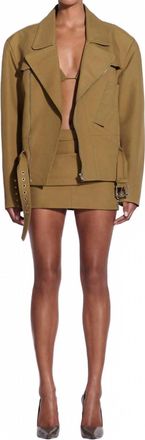 Alex Perry Low Rise Mini Skirt In Khaki