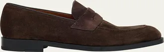 Ermenegildo Zegna Mens Suede Rubber-Sole Penny Loafers