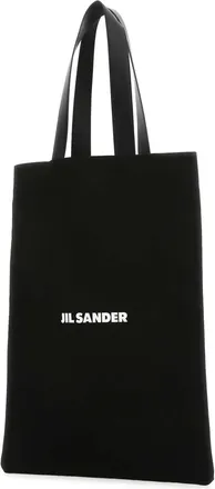 Jil Sander Womens Canvas Tote Black Cotton Linen Calf