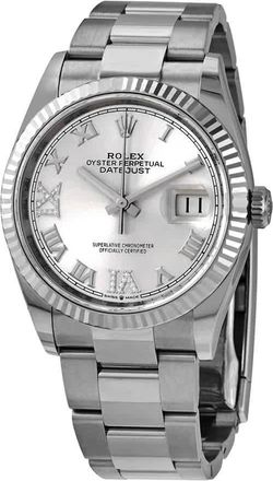 Rolex Datejust 36 Silver Diamond Dial Automatic Ladies Oyster Watch 126234SRDO