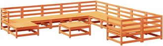 vidaXL Juego De Sof&aacute;s De Jard&iacute;n 12 Pzas Madera Maciza Pino Marr&oacute;n Cera Vidaxl