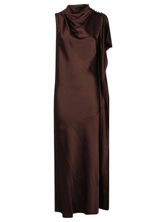 Pinko De Tomaso Asymmetrical Acetate-Blend Midi Dress
