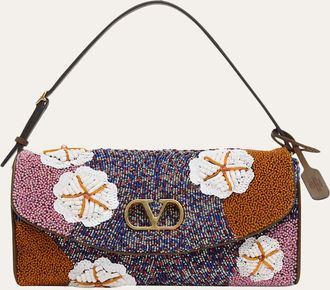 Valentino Garavani DeVain Floral Beaded Top-Handle Bag