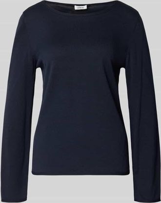 s.Oliver Red Label Regular Fit Langarmshirt aus Baumwoll-Viskose-Mix in Marine, Gr&ouml;&szlig;e 34