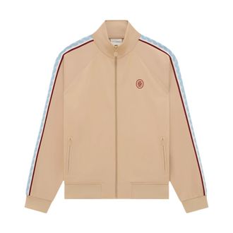 Drôle de Monsieur Dark Beige Tracksuit Jacket with D Embroidery
