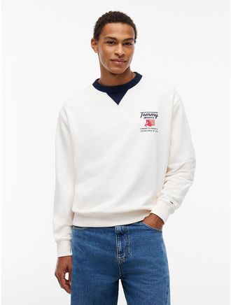 Tommy Hilfiger Mens Tommy Jeans Pegasus Logo Sweatshirt - Off White - XL