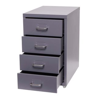 Hhg Hhg - Roll Container Boston T851, Armario Con Cajones Armario De Acero Para Oficina, 48x28x41cm 4 Cajones, Gris Oscuro