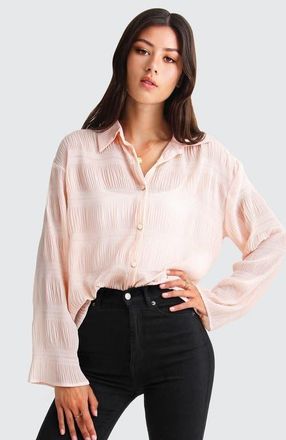 Belle & Bloom Yoko Shirred Chiffon Blouse in Blush at Nordstrom, Size Medium Au