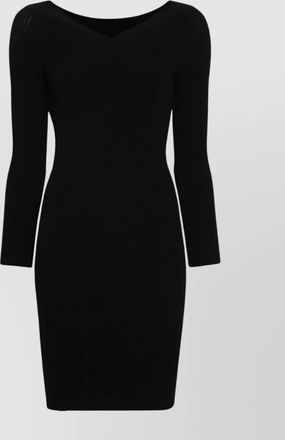 Alberta Ferretti shoulder ribbed knee-length dress