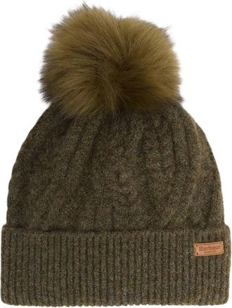 Barbour Elsdon Cable-Knit Muts - Dames - Hoeden - Groen - ONE Size - Polyester - Accessoires