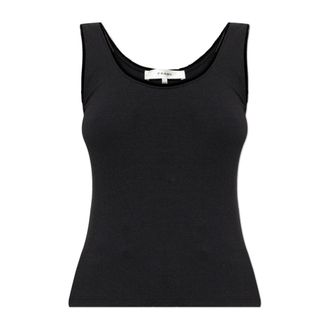 Frame Denim Tops, Dames, Zwart, XS, Leer, Strap Top