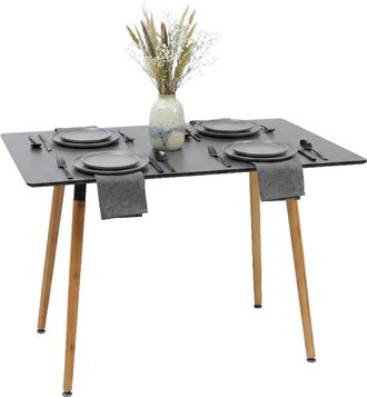 Relaxdays Relaxdays dining table, rectangular, HWD 75x110x70 cm, MDF & bamboo, for 4, Scandinavian, black/natural