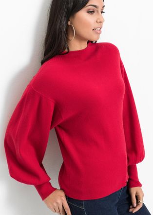 Bonprix Strickpullover BONPRIX Oversize-Pullover aus Viskose-Mix, Damen, Gr. 32/34 (XS), rot (dunkelrot), Obermaterial: 50% Viskose, 26% Polyamid, 24% Polyest