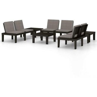 vidaXL Vidaxl - Set Divani da Giardino con Cuscini 6 pz in Plastica Grigio