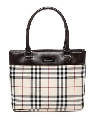 Burberry check-pattern tote bag - White