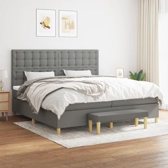 vidaXL Vidaxl - Cama Box Spring Con Colch&oacute;n Tela Gris Oscuro 200x200 Cm