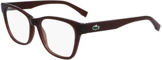 Lacoste Eyeglasses Square Full Rim, Brown Frame And Clear Demo Lenses Lens L2920N200