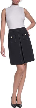 Karl Lagerfeld Mock Neck Scuba Crepe Faux Two-Piece Dress in Soft White Black at Nordstrom, Size 12