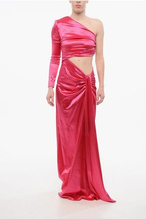 Elisabetta Franchi Abito Monospalla in Satin con Cut-outs taglia 42