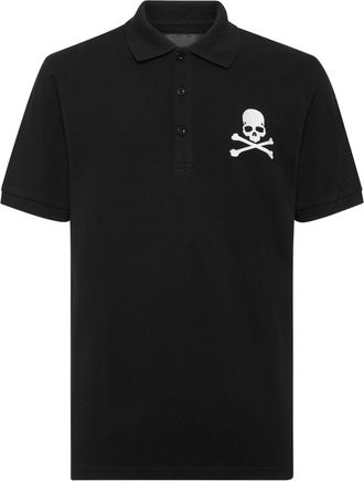 Philipp Plein skull-embroidered cotton polo shirt - men - Cotton - XXXL - Black