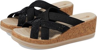 Bzees Reign Wedge Sandals Womens Sandals Black : 8.5 M, Textile