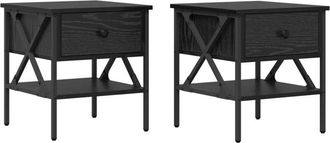 vidaXL Vidaxl - Bedside Cabinet with Drawer 2 pcs Black oak 40 x 42 x 45 cm