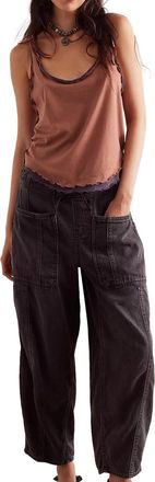 Generic Womens Barrel Wide Leg Denim Pants - Elastic Waist Boyfriend Loose Fit Harem Jeans with Drawstring