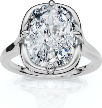 Pompeii3 Certified 3Ct Sylva Elongated Cushion Diamond Engagement Ring 14k Gold Lab Grown