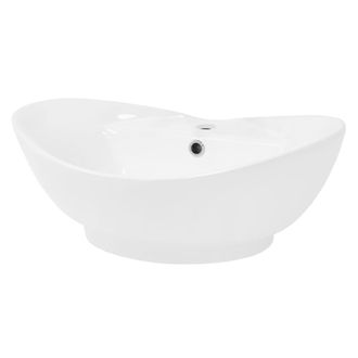 ECD Germany Lavabo sobre encimera ovalado lavamanos ceramica blanca ba&ntilde;o aseo