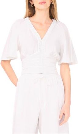 Parker Ruched V-Neck Top in Bright White at Nordstrom Rack, Size X-Large