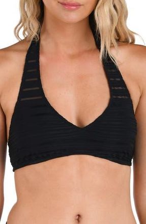La Blanca Fluid Lines Halter Tall Bikini Top in Black at Nordstrom Rack, Size 12