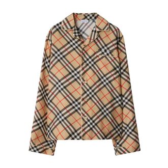 Burberry Light Jackets, female, Multicolor, XS, Checkered Beige Shirt