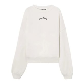 Palm Angels Sweatshirts, male, White, Size: XL Curved Logo Sweatshirt