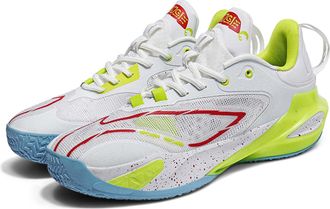 Generic Unisex Basketball Shoes Breathable Rebound Anti Slip Wear-Resistant Shock-Absorbing Fashionable Sports Boots Walking Shoes(White Yellow,5.5 UK)