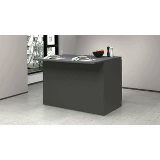 Dmora Isla De Cocina Emmanuel, Mueble De Cocina De 2 Puertas, Mesa Auxiliar De Almacenaje, 100% Made In Italy, 125x90h90 Cm, Blanco Brillo Y Pizarra - Dmora