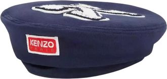 Kenzo K Logo Geborduurde Wollen Baret - Heren - Hoeden - Blauw - ONE Size - Wol - Accessoires