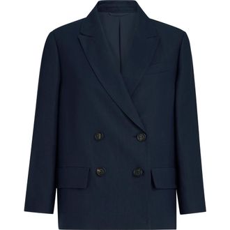Brunello Cucinelli Fluid twill blazer with monili in Blue at Nordstrom, Size 36 It
