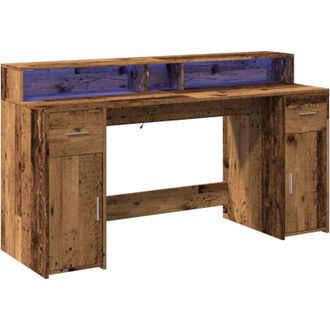 vidaXL Vidaxl - Escritorio Con Led Madera Ingenier&iacute;a Envejecida 160x55x91 Cm